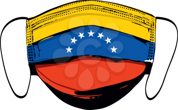 Venezuela flag on medical face masks isolated on white vector illustration