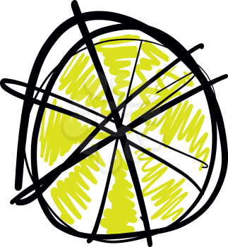 Hand drawn green Lemon fruit vector illustration