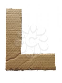 Cardboard texture Letter L. Paperboard alphabet