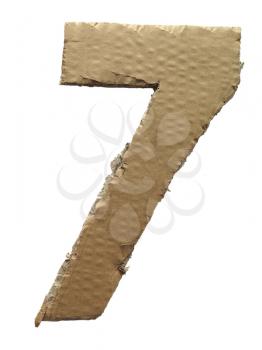Cardboard texture Number 7. Paperboard alphabet