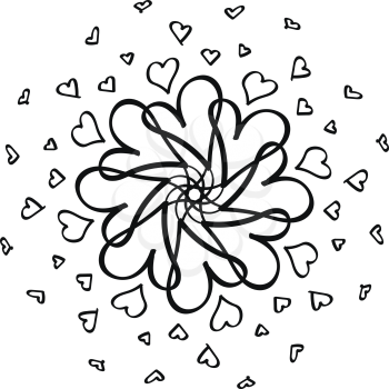 sketch of Romantic shape heart symbol. Love sign graphics. Hand drawning element. Sketch doodle hearts vector illustration
