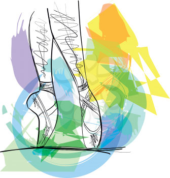 Dance ballerina ballet shoes vector illustration