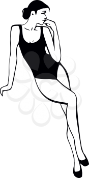 Attractive sexy woman in swimming suit. Vector Illustration