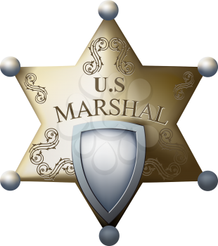 Marshal's badge with a blank space for the title of and numbers isolated on white background