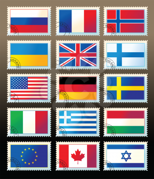 several stamps with state flags