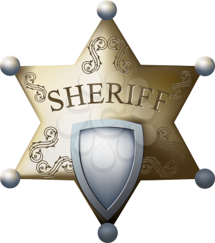 Sheriff's badge with a blank space for the title of and numbers isolated on white background