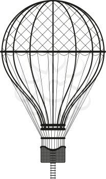 simple schematic image of classic passenger balloon isolated on white background