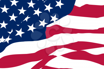 Vector closeup starry striped waving USA flag