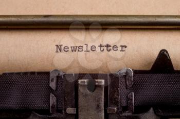 Newsletter - typed words on a Vintage Typewriter