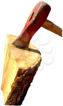 Royalty Free Photo of an Axe in a Block of Wood
