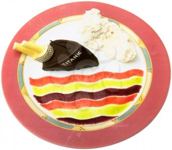 Royalty Free Photo of a Plate of Ice Cream and Cake