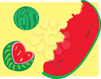 Vector illustrations of three pieces of melons.