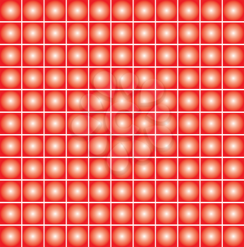 Vector image of red mystification rectangles with circular white points.
