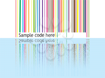 Illustration of retro color barcode with reflex in water.