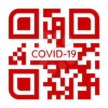 Red QR code with Covid-19 sign.