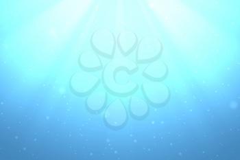 Shining light rays under the turquoise clear sea, abstract illustration.