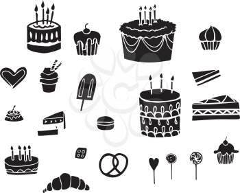 Party Collection in Black Isolated on White Background for Web, Illustration, Banner, Invitation, Flier, Poster, Gift or Post Card
