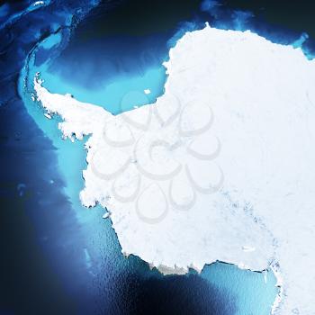 Antarctica, South Pole. Elements of this image furnished by NASA. 3D rendering