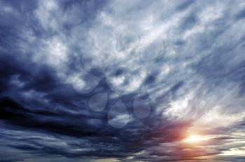Hurricane sky storm weather. Clouds atmosphere background
