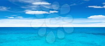 Sea and clouds panorama. Tropical horizontal composition