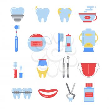 Dental icon set. Anatomy vector pictures isolate. Illustration of medicine stomatology, dental medical health, toothpaste with toothbrush