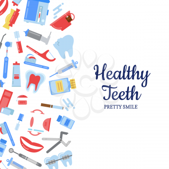 Vector flat style teeth hygiene background with place for text illustration