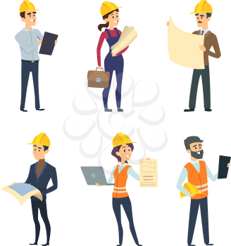 Male and female workers of engineers and other technician professions. Engineer male and female, engineering profession. Vector illustration
