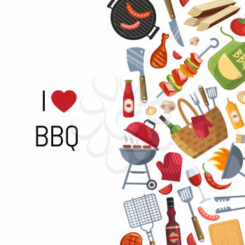 Vector illustration barbecue or grill cooking themed with place for text