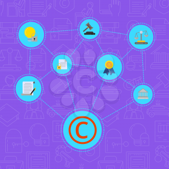 Vector linear style copyright elements set connection info graphic illustration