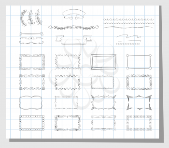 School hand drawn frames. Design sketch doodle frame element, vector illustration
