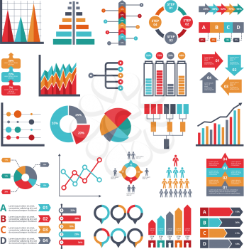 Various business symbols for for infographic projects. Chart data, info graphic presentation symbol. Vector illustration