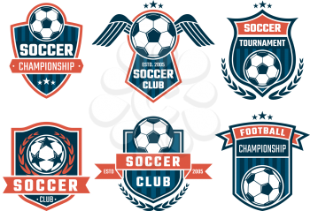 Vector emblem of football theme. Sport logos design soccer banner and logo college club illustration