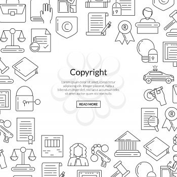 Vector linear style copyright elements with place for text in form of circle background illustration