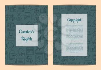 Vector linear style copyright elements card or flyer template with half transparent rectangles with place for text illustration