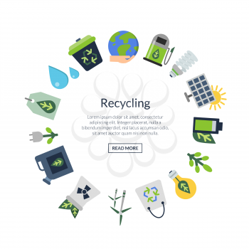Vector ecology flat icons in circle form with place for text in center illustration