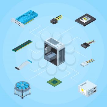 Vector 3d isometric electronic devices of set infographic concept illustration
