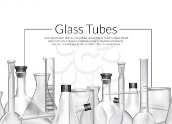 Vector banner or poster background with place for text and chemical laboratory glass tubes illustration