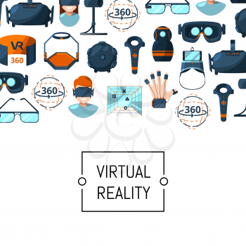 Vector background with flat style virtual reality elements and place for text illustration