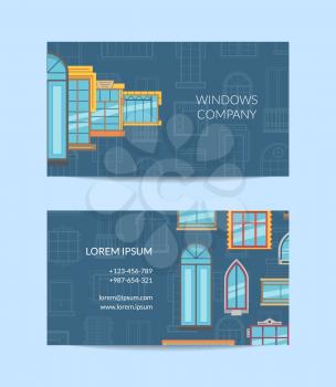 Vector window flat icons business card template for windows company illustration
