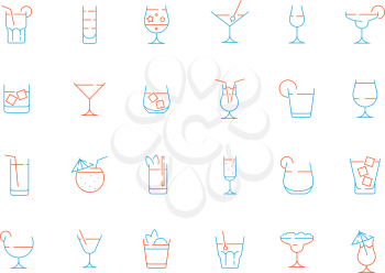 Alcohol drink glass icon. Martini shaking champagne margarita lime alcohol bar colored vector symbols. Illustration of color cocktail and champagne, whiskey and alcoholic beverage