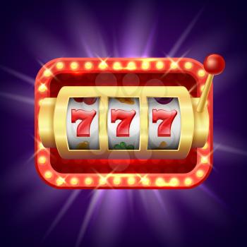 Jackpot at slot machine. Vector realistic background. Illustration of chance jackpot, game fortune, lucky and risk