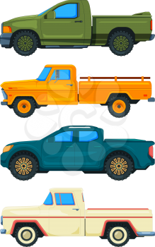 Pickup truck. Vector transport. Illustrations of automobiles. Automobile truck, transport pickup transportation