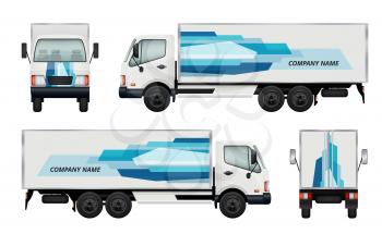 Car truck branding. Vector identity of truck. Cargo lorry trailer, identity branding on semi van illustration