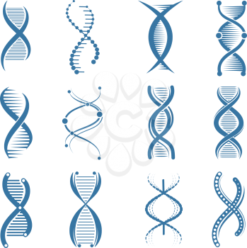 DNA icons. Genetic biology human structure medical scientific representatives vector symbols isolated. Structure scientific dna, health genetic genome. Vector illustration