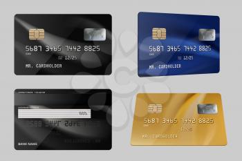 Debit cards. Plastic bank financial credit cards realistic template. Illustration plastic card, financial debit for business