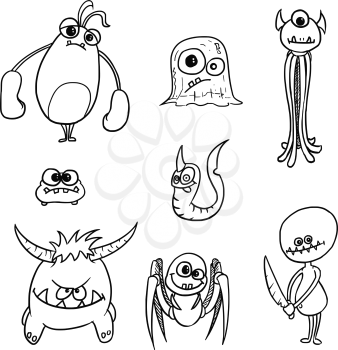 Set01 of cartoon vector doodle monsters