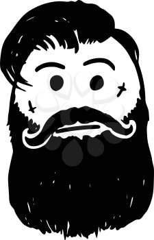 Cartoon vector stickman hipster, lumber sexual cool man style with facial hair,beard, tattoo and mustache.