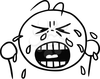 Cartoon vector of cry crying smiley with tears
