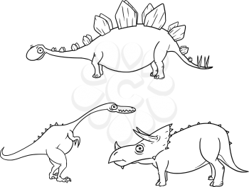  Vector Cartoon Set 04 of ancient dinosaur monster - Stegosaurus,Triceratops,Coelophysis