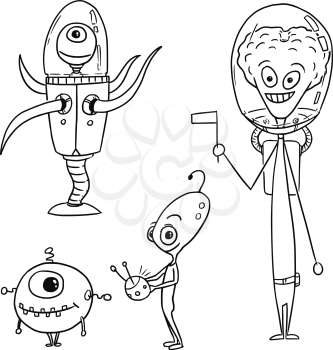  Vector Cartoon Set 03 of friendly alien astronauts